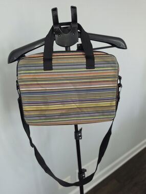 Striped Multi-Color Women's Laptop Bag with Shoulder Strap